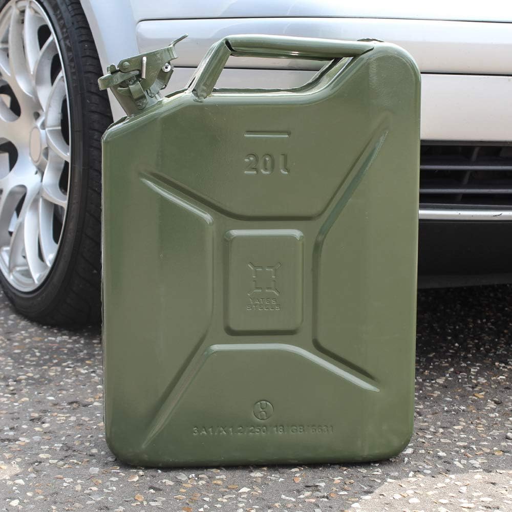 Yates® Authentic Steel Metal NATO Jerry Can 5 Gallon +Spout (Khaki)