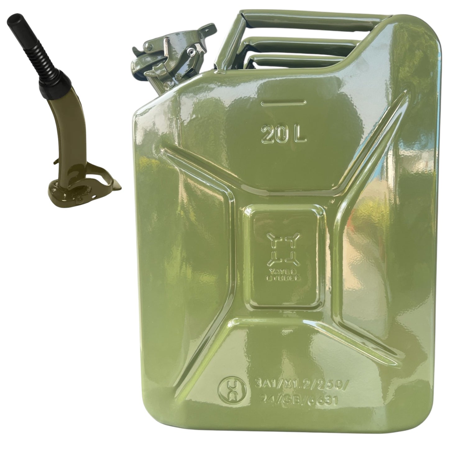 Yates® Authentic Steel Metal NATO Jerry Can 5 Gallon +Spout (Khaki) image 0